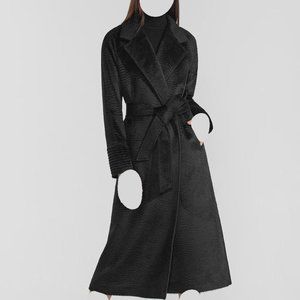 SENTALER SURI ALPACA LONG NOTCHED COLLAR RAGLAN SLEEVE WRAP COAT